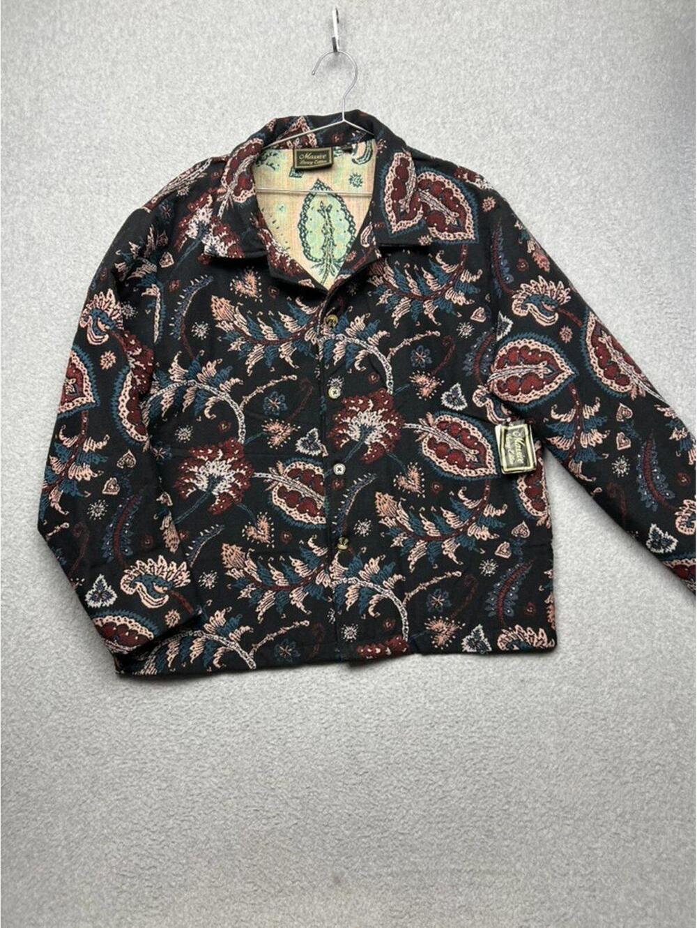 Massive Luxury Mens Tapestry Paisley Jacket Size L Retro Baroque Unique Quilt